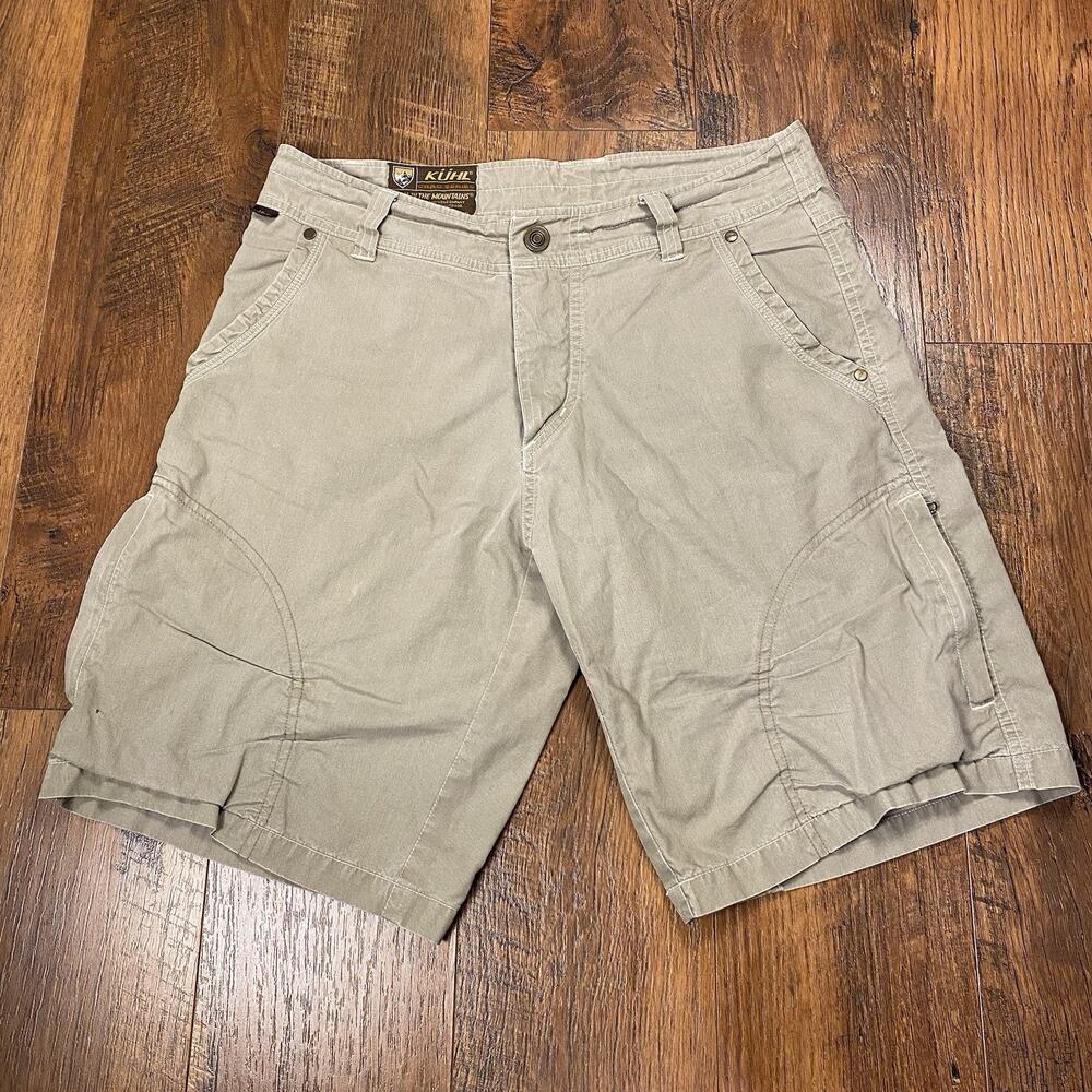 Kuhl Shorts Men 30 Tan Crag Series Cargo Pocket Technical Utility Hiking Camping